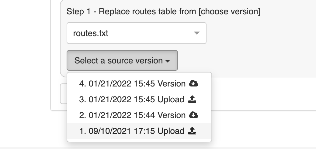 Replace file from version transformation screenshot